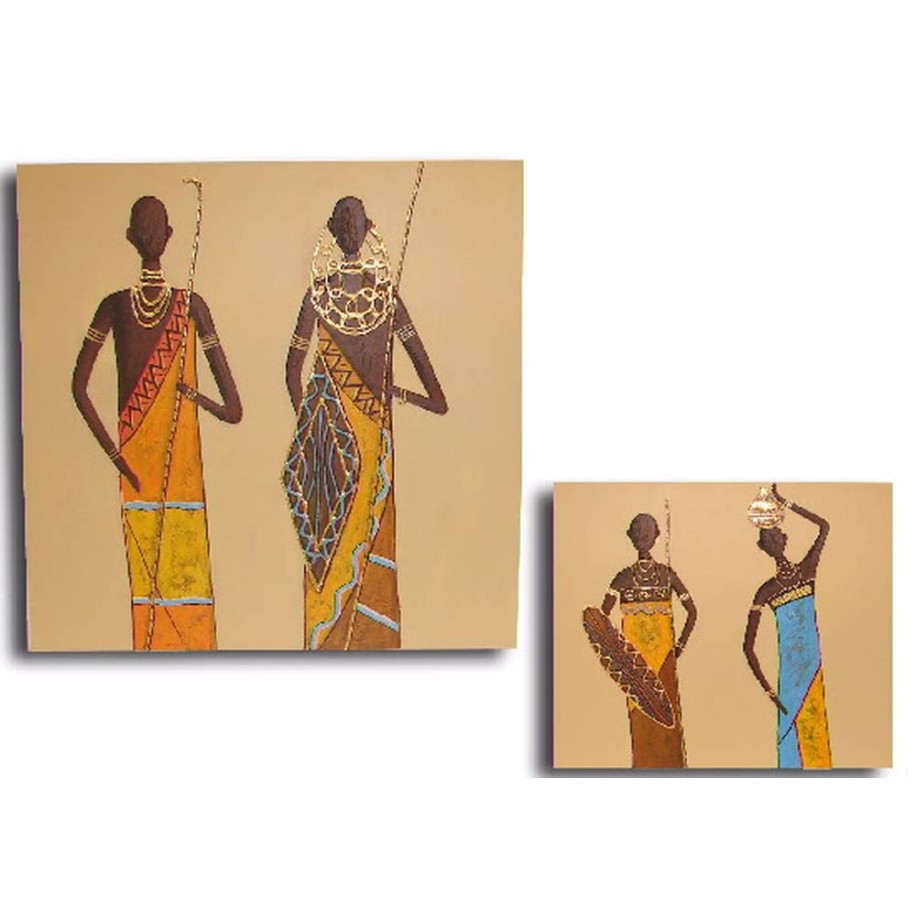 Pareja 2 cuadros mujeres africanas